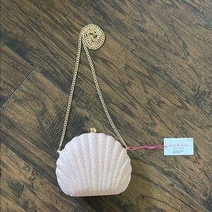 Isaac Mizrahi Blush Shell Clutch with Gold Chain